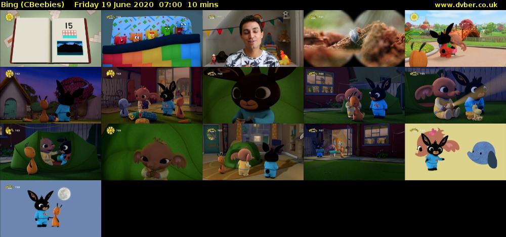 Bing (CBeebies) Friday 19 June 2020 07:00 - 07:10