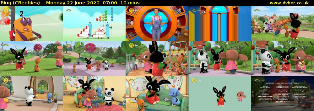 Bing (CBeebies) Monday 22 June 2020 07:00 - 07:10