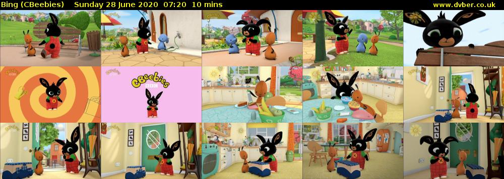 Bing (CBeebies) Sunday 28 June 2020 07:20 - 07:30