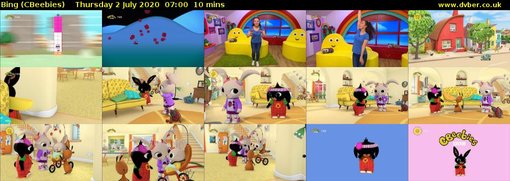 Bing (CBeebies) Thursday 2 July 2020 07:00 - 07:10