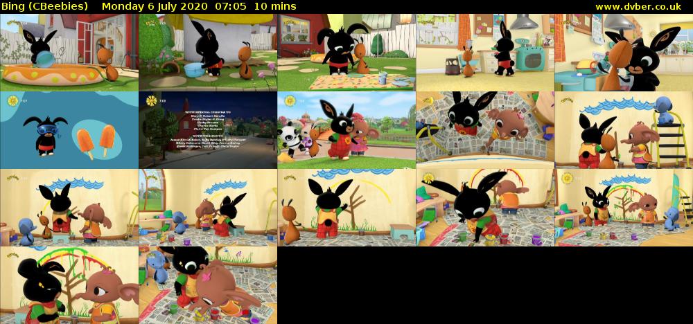 Bing (CBeebies) Monday 6 July 2020 07:05 - 07:15