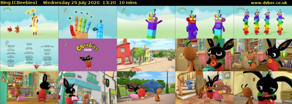 Bing (CBeebies) Wednesday 29 July 2020 13:20 - 13:30