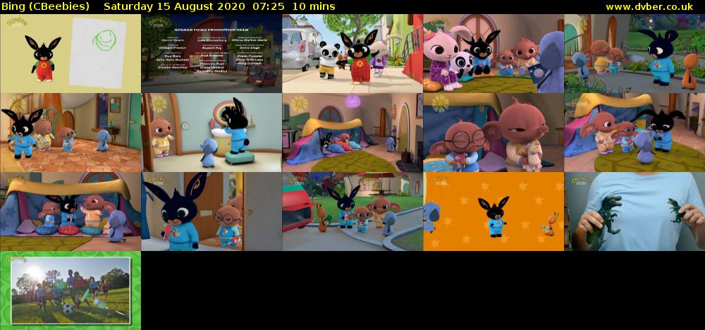 Bing (CBeebies) Saturday 15 August 2020 07:25 - 07:35