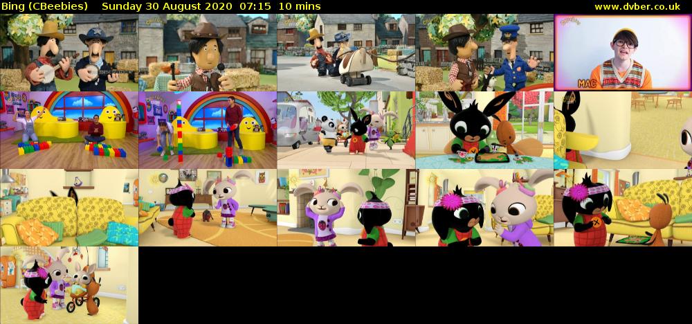 Bing (CBeebies) Sunday 30 August 2020 07:15 - 07:25