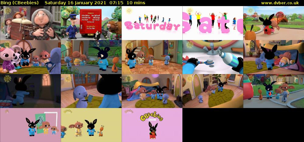 Bing (CBeebies) Saturday 16 January 2021 07:15 - 07:25