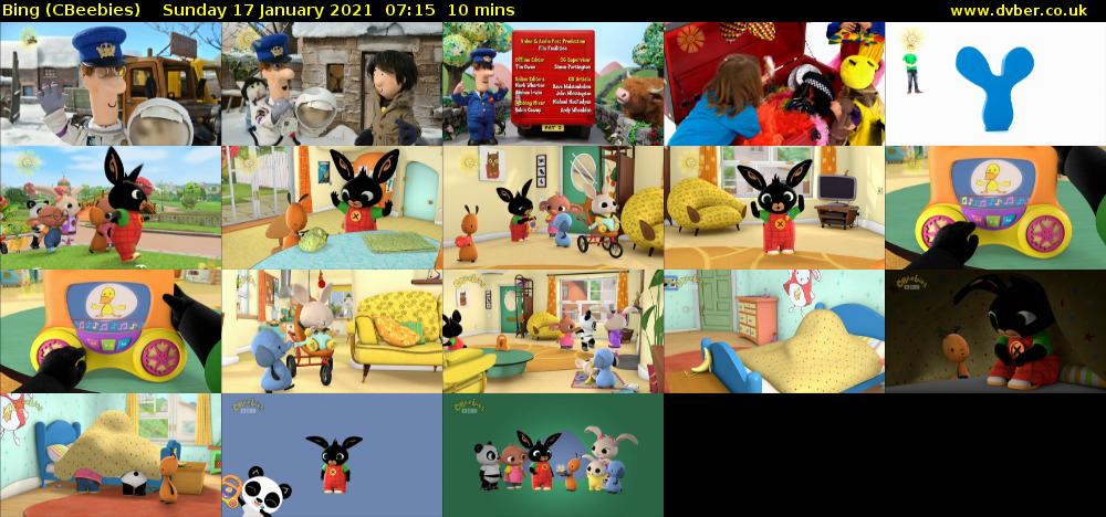 Bing (CBeebies) Sunday 17 January 2021 07:15 - 07:25