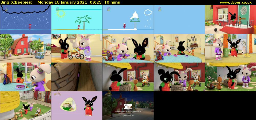 Bing (CBeebies) Monday 18 January 2021 09:25 - 09:35