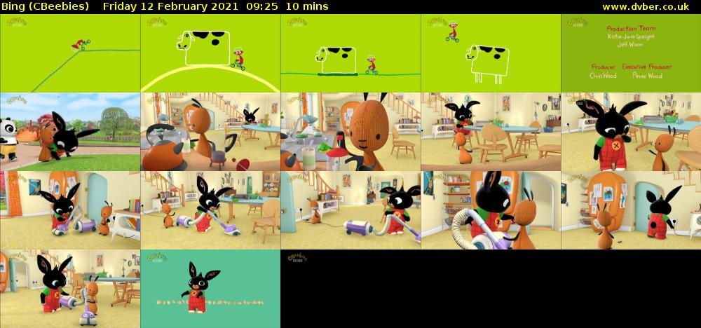 Bing (CBeebies) Friday 12 February 2021 09:25 - 09:35