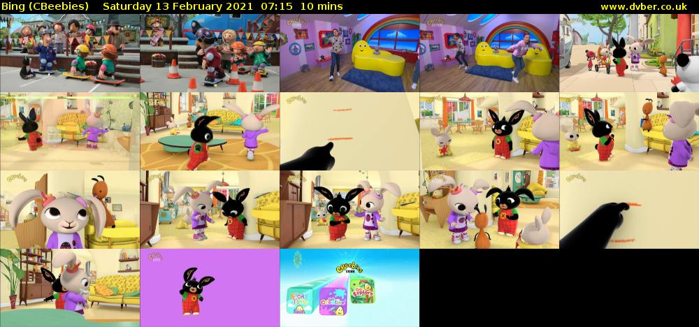 Bing (CBeebies) Saturday 13 February 2021 07:15 - 07:25