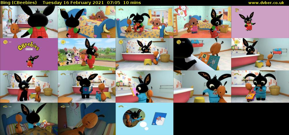 Bing (CBeebies) Tuesday 16 February 2021 07:05 - 07:15