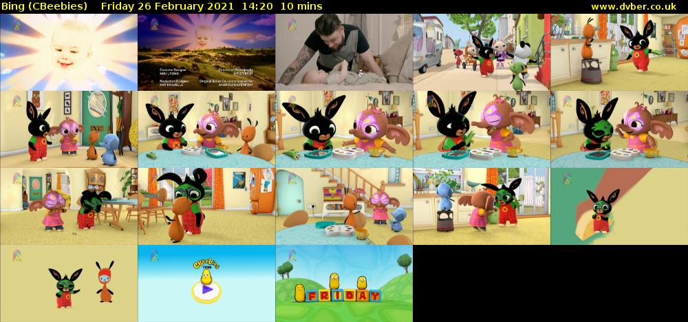 Bing (CBeebies) Friday 26 February 2021 14:20 - 14:30