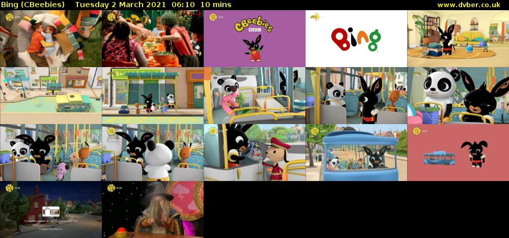 Bing (CBeebies) Tuesday 2 March 2021 06:10 - 06:20