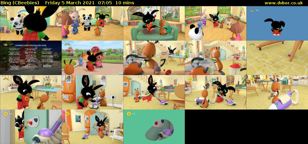 Bing (CBeebies) Friday 5 March 2021 07:05 - 07:15