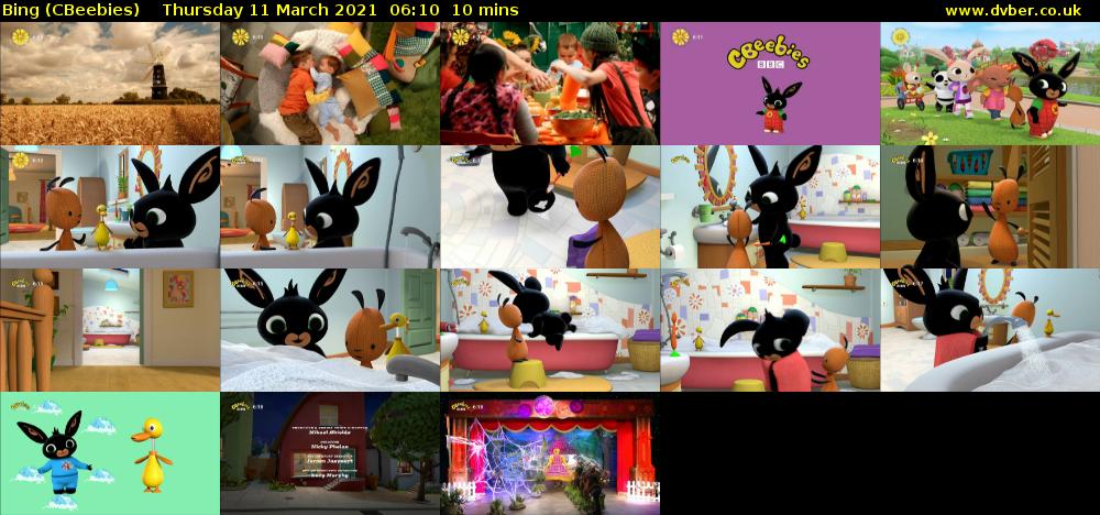 Bing (CBeebies) Thursday 11 March 2021 06:10 - 06:20