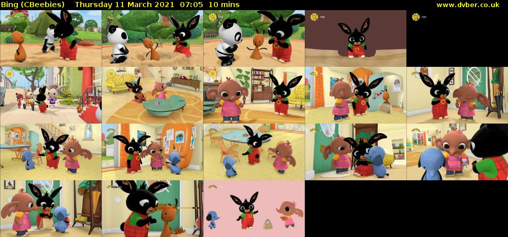 Bing (CBeebies) Thursday 11 March 2021 07:05 - 07:15