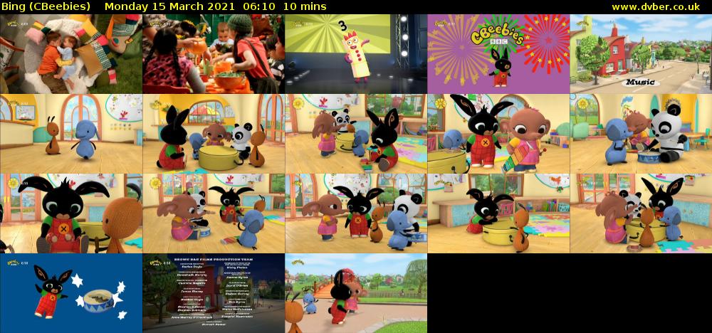 Bing (CBeebies) Monday 15 March 2021 06:10 - 06:20