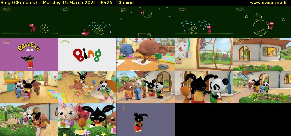 Bing (CBeebies) Monday 15 March 2021 09:25 - 09:35