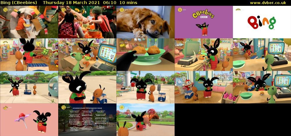 Bing (CBeebies) Thursday 18 March 2021 06:10 - 06:20