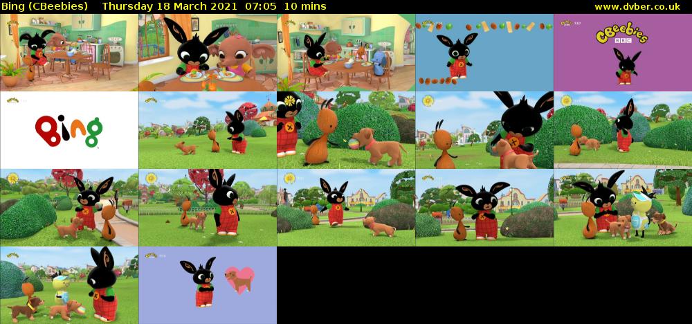 Bing (CBeebies) Thursday 18 March 2021 07:05 - 07:15