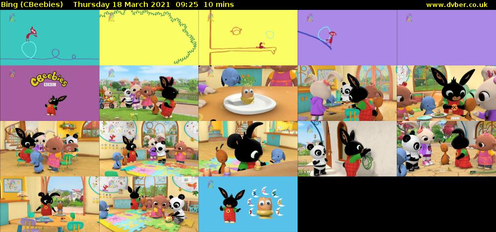 Bing (CBeebies) Thursday 18 March 2021 09:25 - 09:35