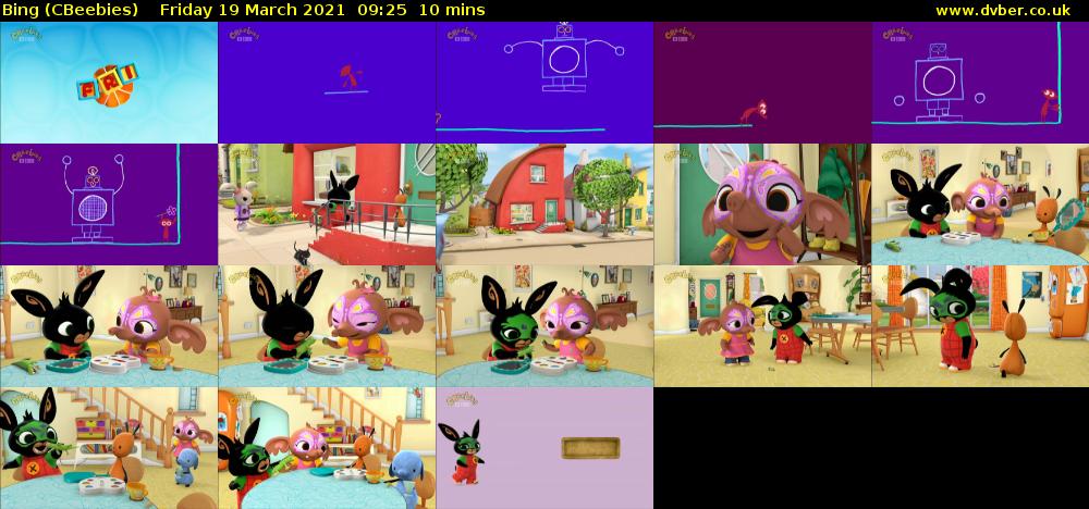 Bing (CBeebies) Friday 19 March 2021 09:25 - 09:35