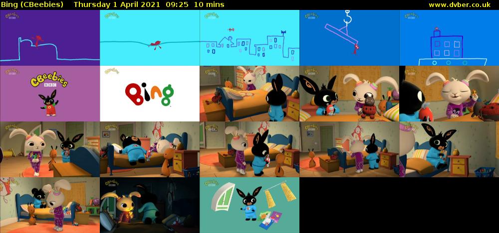 Bing (CBeebies) Thursday 1 April 2021 09:25 - 09:35
