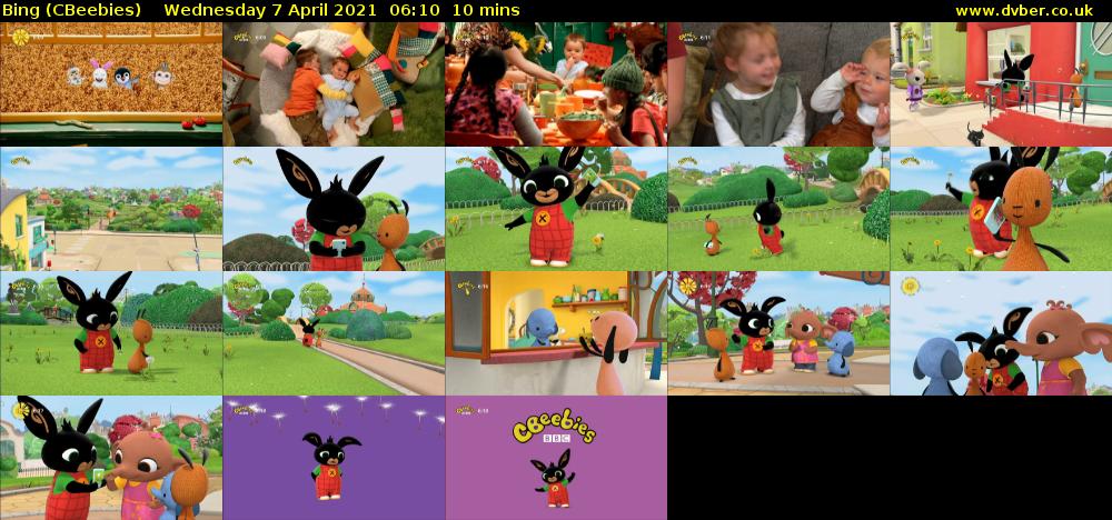 Bing (CBeebies) Wednesday 7 April 2021 06:10 - 06:20
