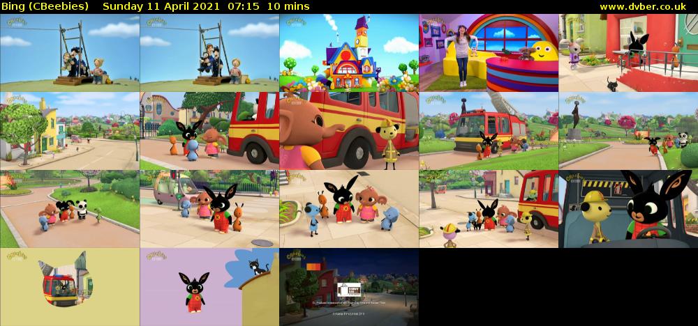Bing (CBeebies) Sunday 11 April 2021 07:15 - 07:25