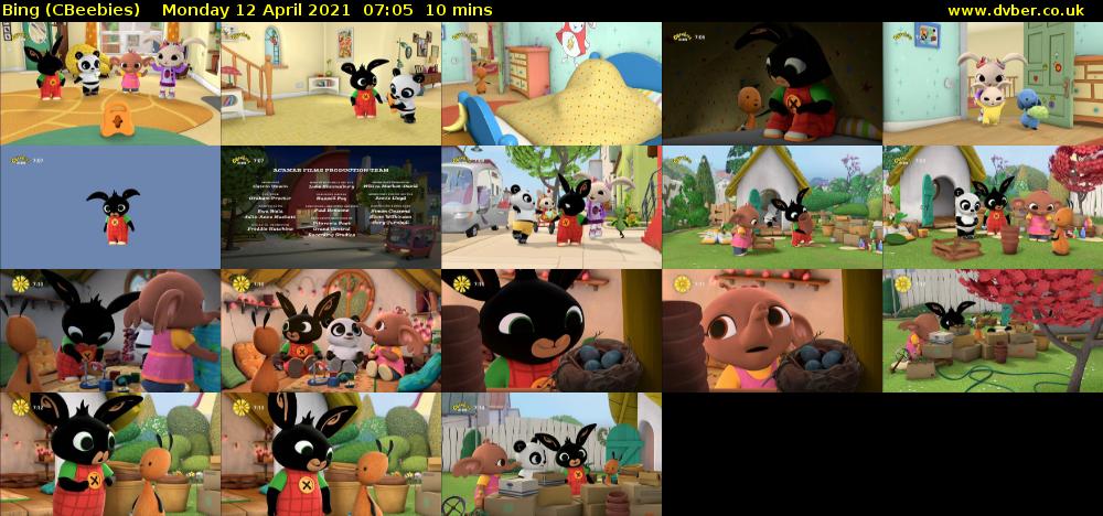 Bing (CBeebies) Monday 12 April 2021 07:05 - 07:15