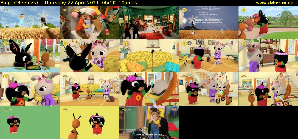 Bing (CBeebies) Thursday 22 April 2021 06:10 - 06:20
