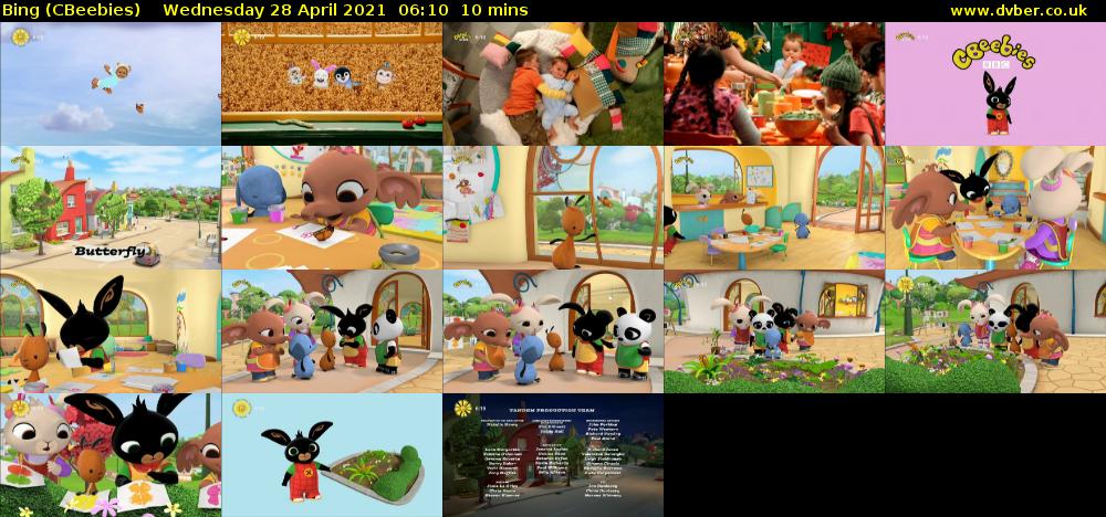 Bing (CBeebies) Wednesday 28 April 2021 06:10 - 06:20