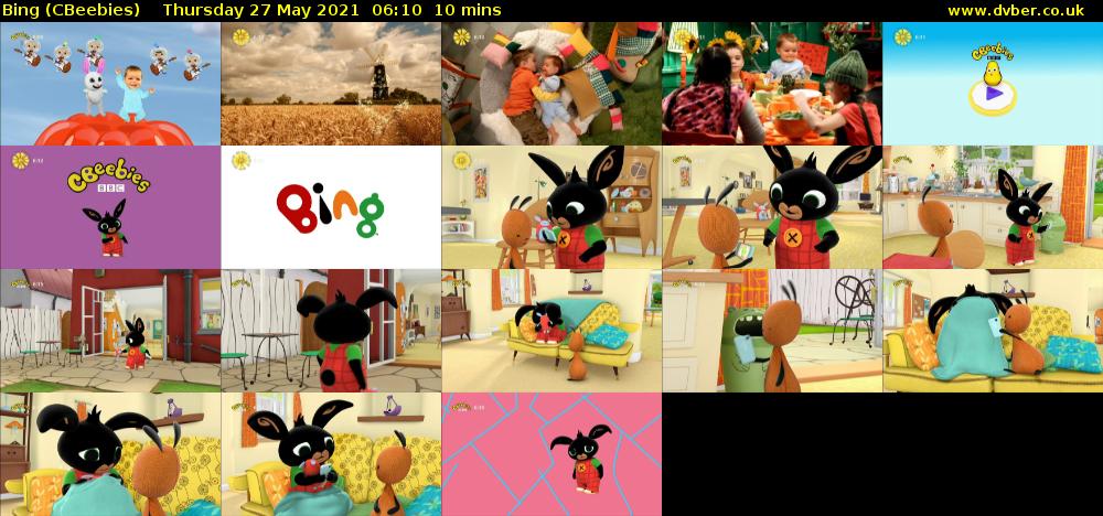 Bing (CBeebies) Thursday 27 May 2021 06:10 - 06:20