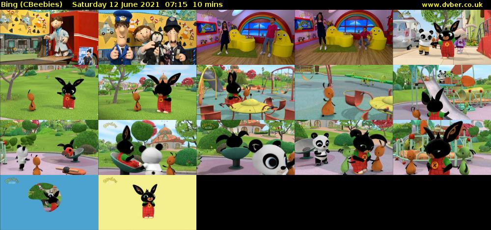 Bing (CBeebies) Saturday 12 June 2021 07:15 - 07:25