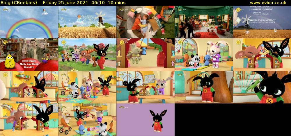 Bing (CBeebies) Friday 25 June 2021 06:10 - 06:20