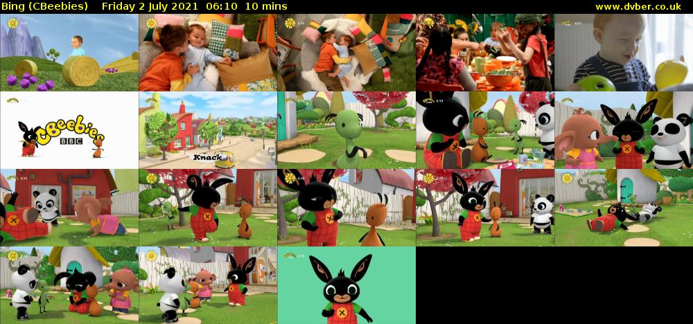 Bing (CBeebies) Friday 2 July 2021 06:10 - 06:20