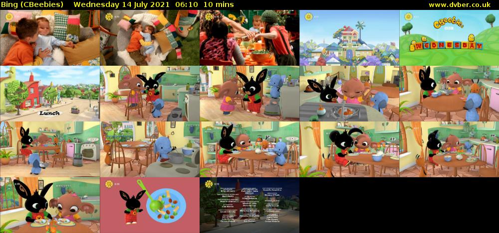 Bing (CBeebies) Wednesday 14 July 2021 06:10 - 06:20