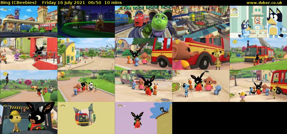 Bing (CBeebies) Friday 16 July 2021 06:50 - 07:00