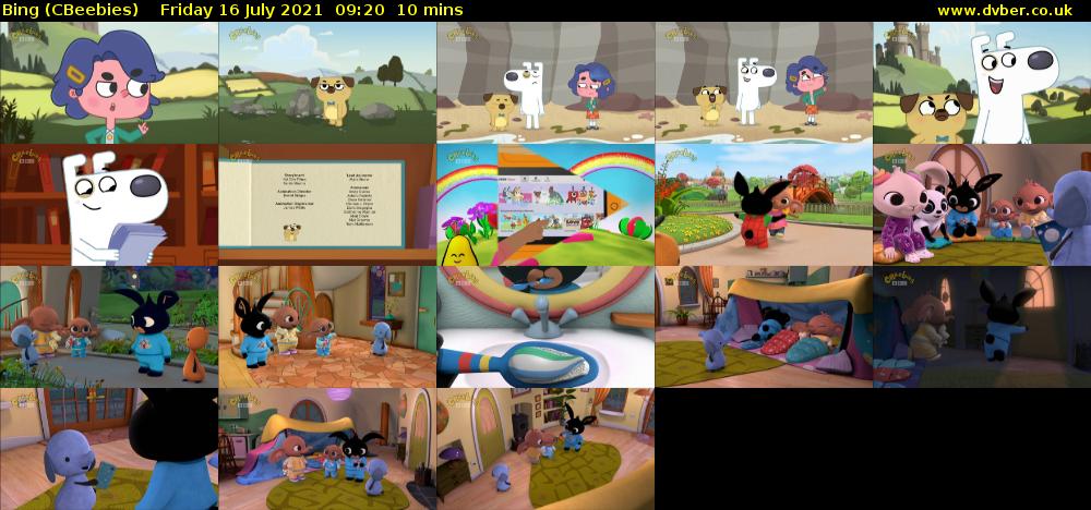 Bing (CBeebies) Friday 16 July 2021 09:20 - 09:30