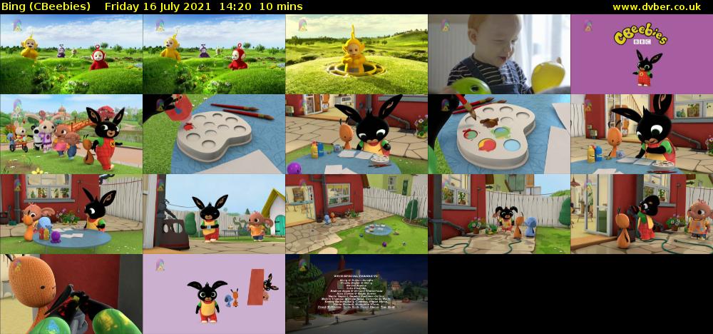 Bing (CBeebies) Friday 16 July 2021 14:20 - 14:30