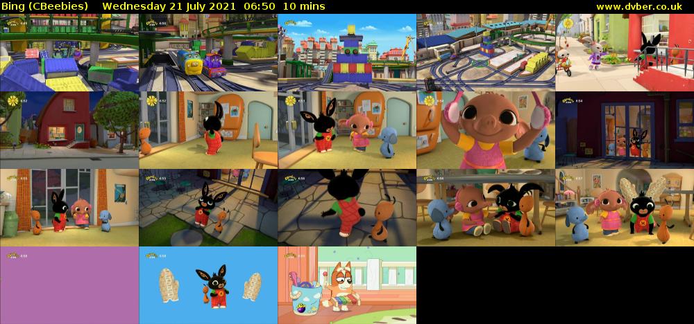 Bing (CBeebies) Wednesday 21 July 2021 06:50 - 07:00