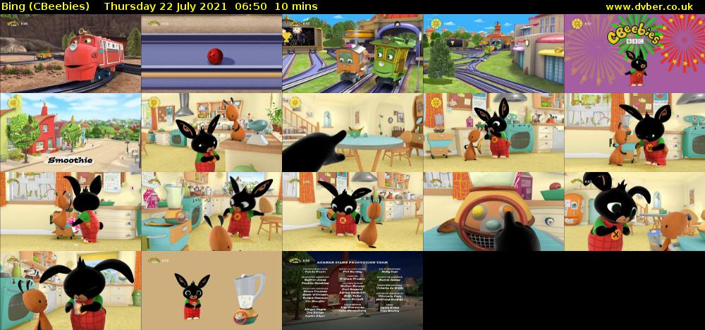 Bing (CBeebies) Thursday 22 July 2021 06:50 - 07:00