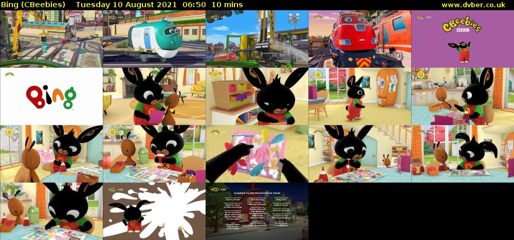 Bing (CBeebies) Tuesday 10 August 2021 06:50 - 07:00