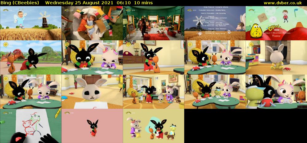 Bing (CBeebies) Wednesday 25 August 2021 06:10 - 06:20