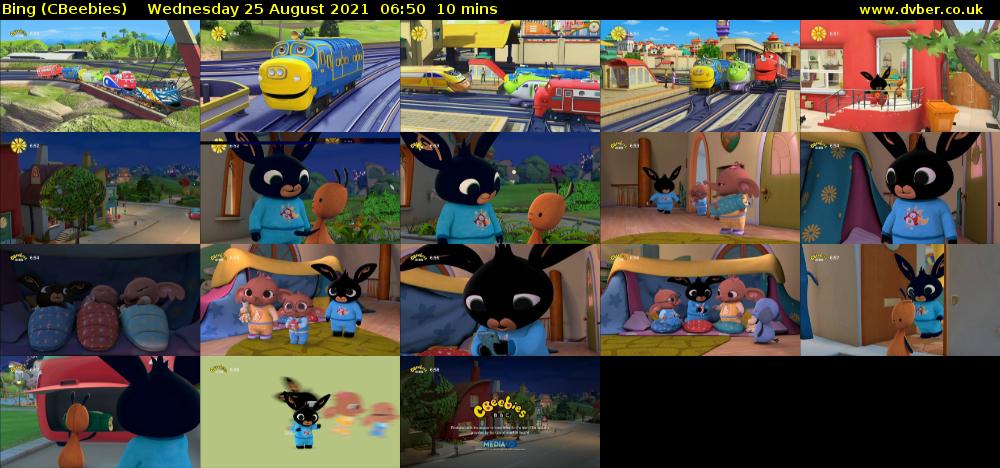 Bing (CBeebies) Wednesday 25 August 2021 06:50 - 07:00