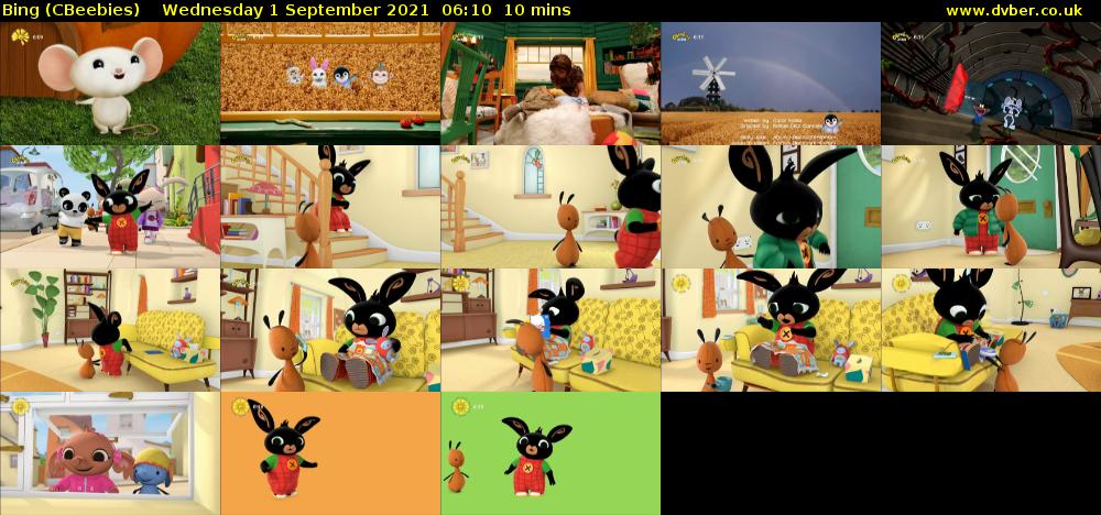 Bing (CBeebies) Wednesday 1 September 2021 06:10 - 06:20