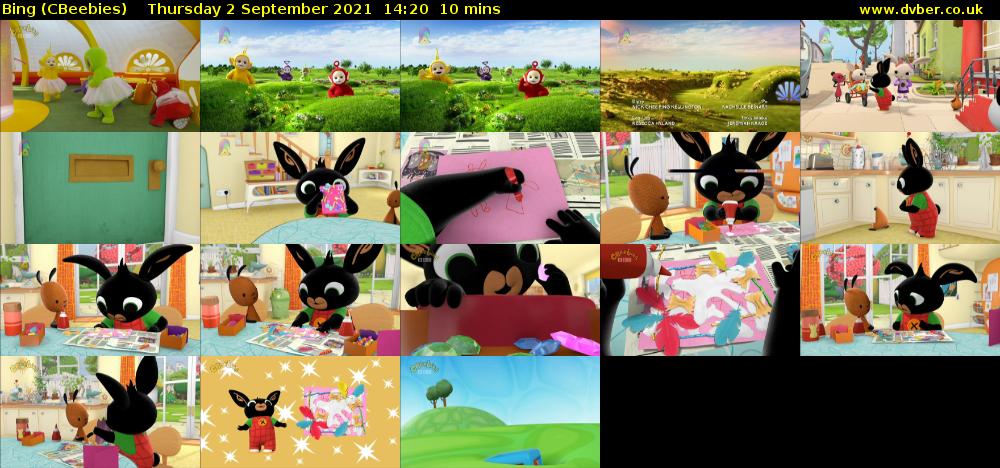 Bing (CBeebies) Thursday 2 September 2021 14:20 - 14:30