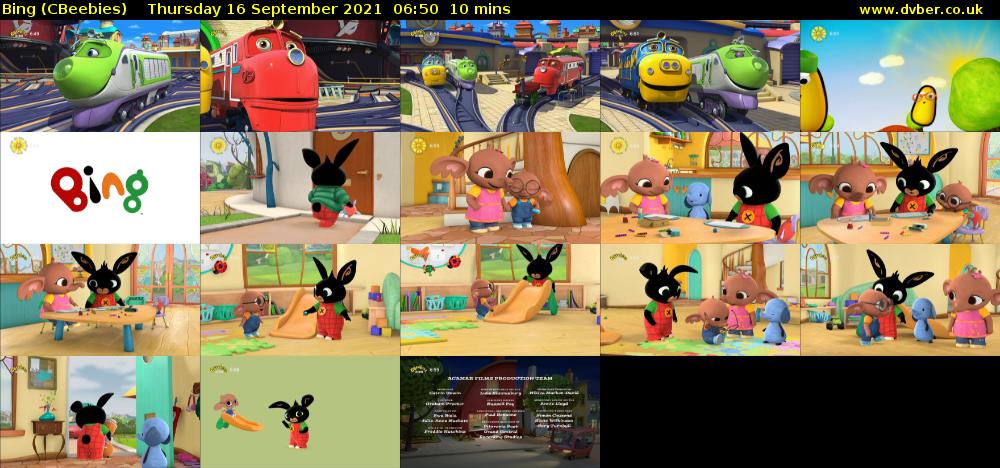 Bing (CBeebies) Thursday 16 September 2021 06:50 - 07:00