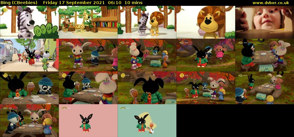 Bing (CBeebies) Friday 17 September 2021 06:10 - 06:20