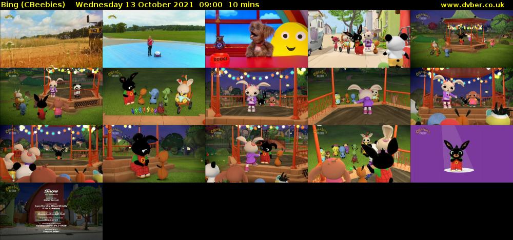 Bing (CBeebies) Wednesday 13 October 2021 09:00 - 09:10