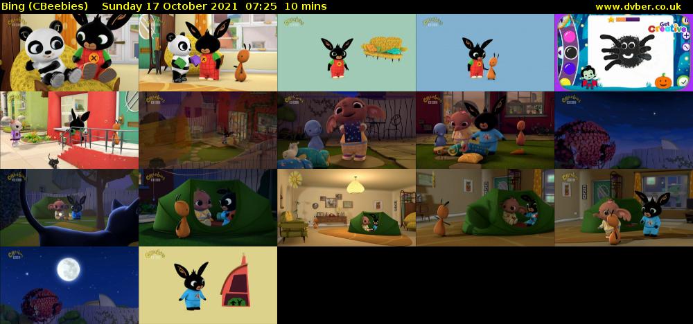 Bing (CBeebies) Sunday 17 October 2021 07:25 - 07:35